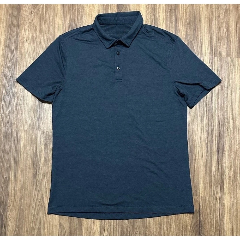 Lululemon Evolution Men's Polo Short Sleeve Performance Shirt Navy Blue Sz XS** - Picture 3 of 7
